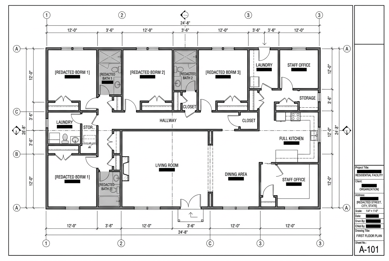Sample redacted completed floor plan / evacuation diagram