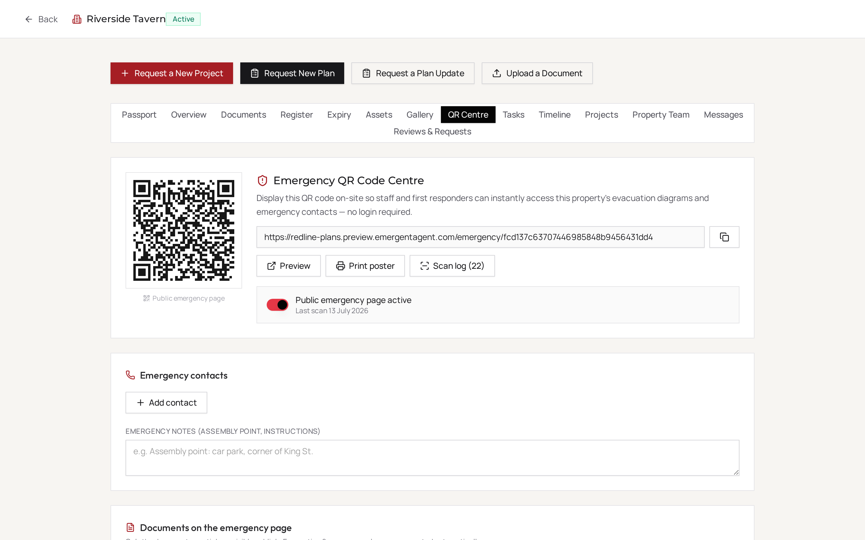 Emergency QR centre